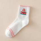 Kawaii Women Animals Cartoon Tube Socks Cute Egg Rabbit Panther Cotton Long Socks Female and Ladies Pink Milk White Short Ankle Socks For Women Stevvex