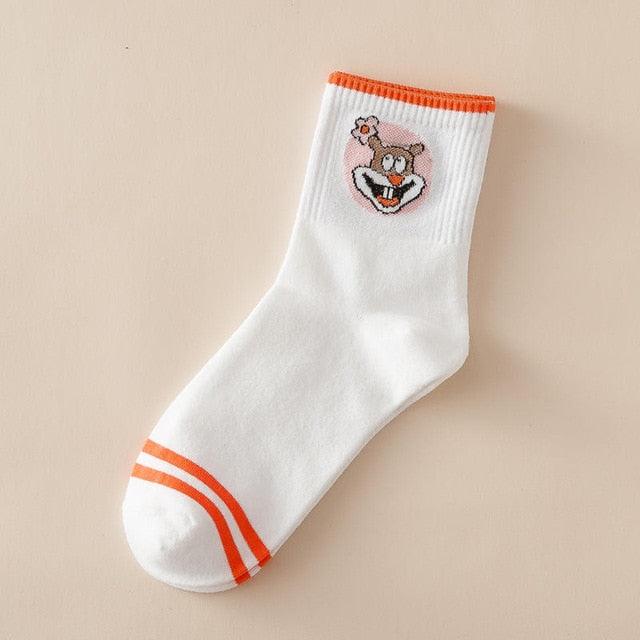 Kawaii Women Animals Cartoon Tube Socks Cute Egg Rabbit Panther Cotton Long Socks Female and Ladies Pink Milk White Short Ankle Socks For Women Stevvex