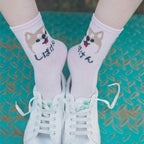 Kawaii Women Animals Cartoon Tube Socks Cute Egg Rabbit Panther Cotton Long Socks Female and Ladies Pink Milk White Short Ankle Socks For Women Stevvex