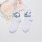 Kawaii Women Animals Cartoon Tube Socks Cute Egg Rabbit Panther Cotton Long Socks Female and Ladies Pink Milk White Short Ankle Socks For Women Stevvex