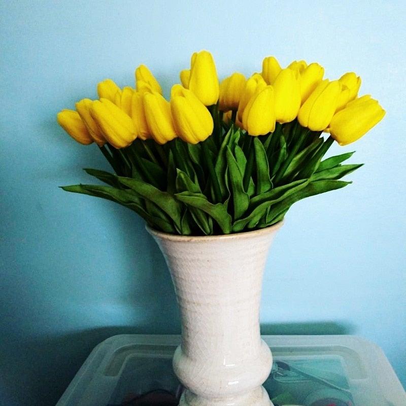 10PCS PU Fake Tulips Real Touch beautiful and Eligant Flower Real Touch Bouquet For Wedding Decoration Flowers Home Garden Decor Stevvex