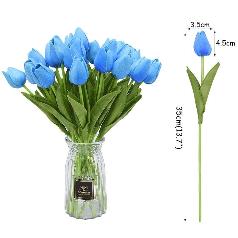 10PCS PU Fake Tulips Real Touch beautiful and Eligant Flower Real Touch Bouquet For Wedding Decoration Flowers Home Garden Decor Stevvex