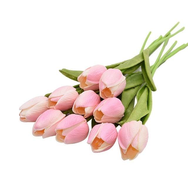 10PCS PU Fake Tulips Real Touch beautiful and Eligant Flower Real Touch Bouquet For Wedding Decoration Flowers Home Garden Decor Stevvex