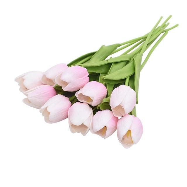 10PCS PU Fake Tulips Real Touch beautiful and Eligant Flower Real Touch Bouquet For Wedding Decoration Flowers Home Garden Decor Stevvex