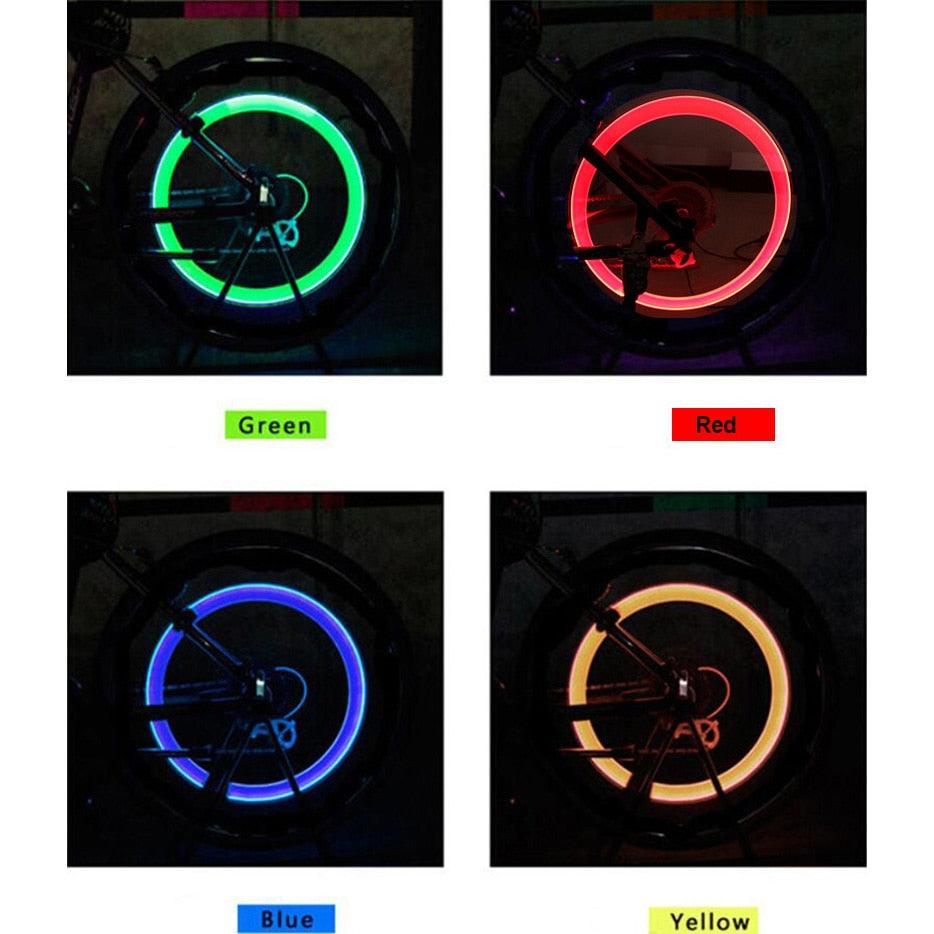 Bike Light Road Bike LED Tire Valve Caps Wheel Spokes Flash Tyre Wheel Valve Stem Cap Light For Car Bike Bicycle Motorcycle Automatic Wheel Spoke Light Tire Lights Lamp Bulb Car Accessories For Riding At Night Stevvex