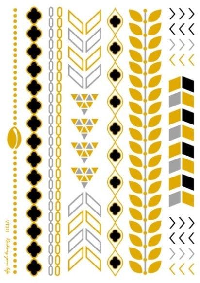 Luxury Metallic Temporary Tattoo Gold Silver Flower Sticker Long Lasting Gold Design For Womens Stevvex