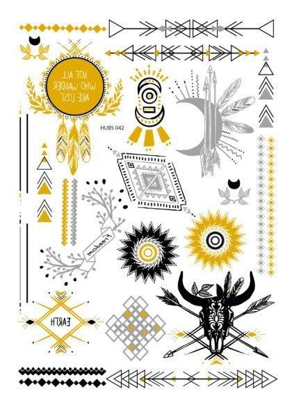 Luxury Metallic Temporary Tattoo Gold Silver Flower Sticker Long Lasting Gold Design For Womens Stevvex