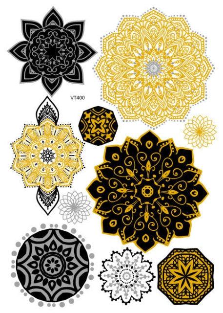 Luxury Metallic Temporary Tattoo Gold Silver Flower Sticker Long Lasting Gold Design For Womens Stevvex