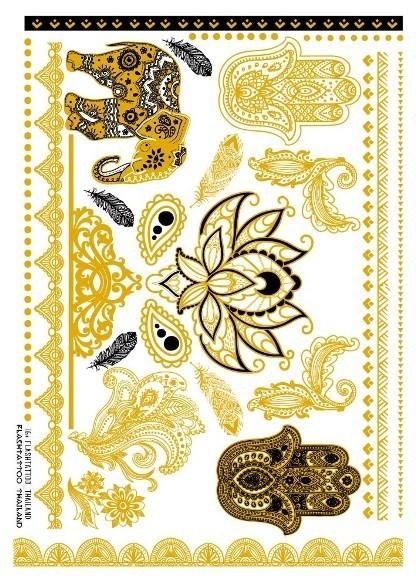 Luxury Metallic Temporary Tattoo Gold Silver Flower Sticker Long Lasting Gold Design For Womens Stevvex