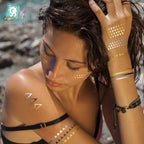 Luxury Metallic Temporary Tattoo Gold Silver Flower Sticker Long Lasting Gold Design For Womens Stevvex