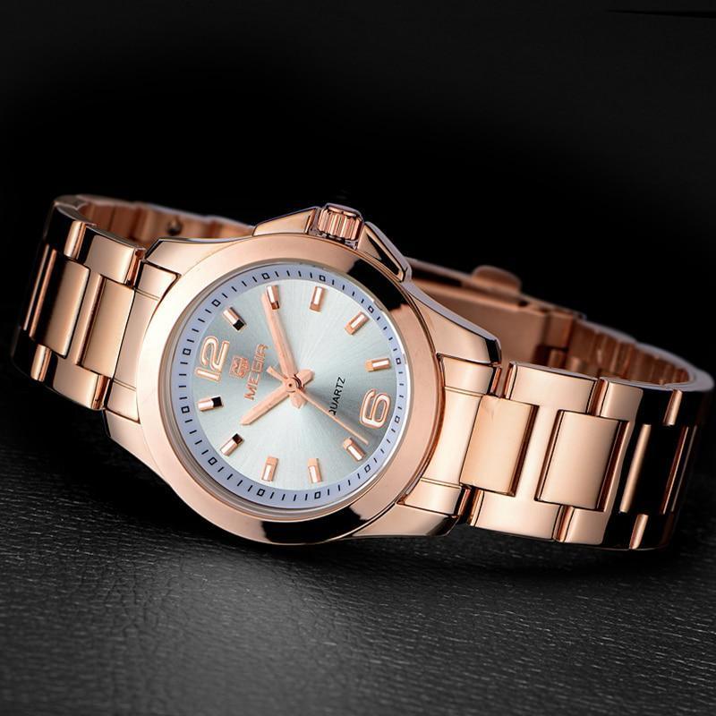 Luxury Gold Rose Women Watches Elegant Modern Waterproof Analog Wristwatch Stylish Design For Womens Stevvex