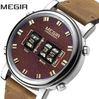 New Military Sport Watches Luxury Brown Leather Strap Quartz Wrist Watch Stylish Roller Watch For Men Stevvex