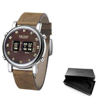 New Military Sport Watches Luxury Brown Leather Strap Quartz Wrist Watch Stylish Roller Watch For Men Stevvex