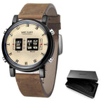 New Military Sport Watches Luxury Brown Leather Strap Quartz Wrist Watch Stylish Roller Watch For Men Stevvex