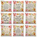 Newest Floral Quotes Decorative Pillow Covers Fresh Flowers Garland Inspirational Words Decorative Cotton Linen Throw Pillow Cushion Covers And Gifts For Women Daughter Mum Best Friend Birthday Home Decorations Stevvex