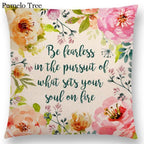 Newest Floral Quotes Decorative Pillow Covers Fresh Flowers Garland Inspirational Words Decorative Cotton Linen Throw Pillow Cushion Covers And Gifts For Women Daughter Mum Best Friend Birthday Home Decorations Stevvex