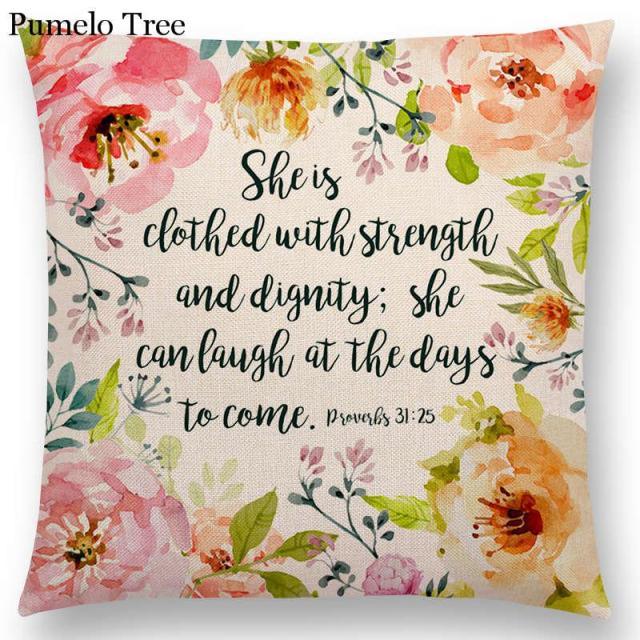 Newest Floral Quotes Decorative Pillow Covers Fresh Flowers Garland Inspirational Words Decorative Cotton Linen Throw Pillow Cushion Covers And Gifts For Women Daughter Mum Best Friend Birthday Home Decorations Stevvex