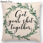 Newest Floral Quotes Decorative Pillow Covers Fresh Flowers Garland Inspirational Words Decorative Cotton Linen Throw Pillow Cushion Covers And Gifts For Women Daughter Mum Best Friend Birthday Home Decorations Stevvex
