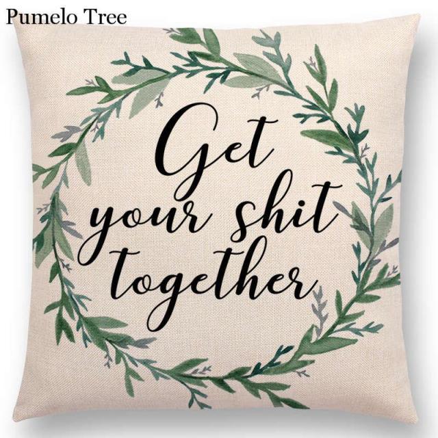Newest Floral Quotes Decorative Pillow Covers Fresh Flowers Garland Inspirational Words Decorative Cotton Linen Throw Pillow Cushion Covers And Gifts For Women Daughter Mum Best Friend Birthday Home Decorations Stevvex
