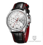 Multifunction Luxury Mens Watches Quartz Chronograph Sport Design Leather Band Strap Comfortable Wrist Watch For Men Stevvex
