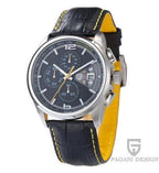 Multifunction Luxury Mens Watches Quartz Chronograph Sport Design Leather Band Strap Comfortable Wrist Watch For Men Stevvex
