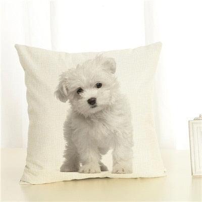 Cute Pet Dog Printed Cushion Cover Linen Pillow Cover Decorative Throw Pillow Cover For Sofa Chair Home Stevvex