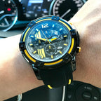 Modern Men's Black Quartz Watches Sports Silicone Strap Luminous Hands Wristwatch Luxury Waterproof Analog Watch Stevvex