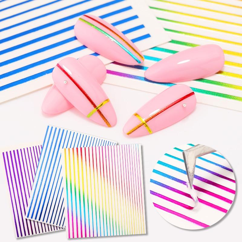 Nail Strip Stickers Black Gold Rose Gold Silver Metal Strip Tape Nail Art Adhesive Foil Tips Nail Sticker Decals Metallic Curve Strip Line Nail Decal Self-Adhesive 3D Wave Design Decoration for Women Girls Tape Nail Art Stickers Decal Decoration Stevvex