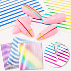 Nail Strip Stickers Black Gold Rose Gold Silver Metal Strip Tape Nail Art Adhesive Foil Tips Nail Sticker Decals Metallic Curve Strip Line Nail Decal Self-Adhesive 3D Wave Design Decoration for Women Girls Tape Nail Art Stickers Decal Decoration Stevvex