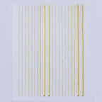 Nail Strip Stickers Black Gold Rose Gold Silver Metal Strip Tape Nail Art Adhesive Foil Tips Nail Sticker Decals Metallic Curve Strip Line Nail Decal Self-Adhesive 3D Wave Design Decoration for Women Girls Tape Nail Art Stickers Decal Decoration Stevvex