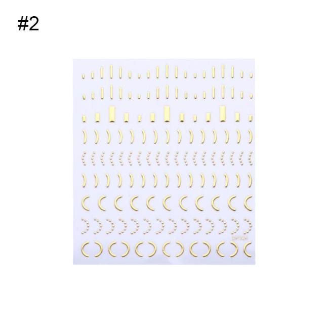 Nail Strip Stickers Black Gold Rose Gold Silver Metal Strip Tape Nail Art Adhesive Foil Tips Nail Sticker Decals Metallic Curve Strip Line Nail Decal Self-Adhesive 3D Wave Design Decoration for Women Girls Tape Nail Art Stickers Decal Decoration Stevvex