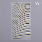 Nail Strip Stickers Black Gold Rose Gold Silver Metal Strip Tape Nail Art Adhesive Foil Tips Nail Sticker Decals Metallic Curve Strip Line Nail Decal Self-Adhesive 3D Wave Design Decoration for Women Girls Tape Nail Art Stickers Decal Decoration Stevvex