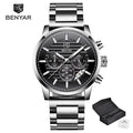 New Luxury Men Watches Chronograph Sports Watches Waterproof Casual Sport Leather Strap Quartz Men's Wrist Watch Stevvex