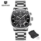 New Luxury Men Watches Chronograph Sports Watches Waterproof Casual Sport Leather Strap Quartz Men's Wrist Watch Stevvex