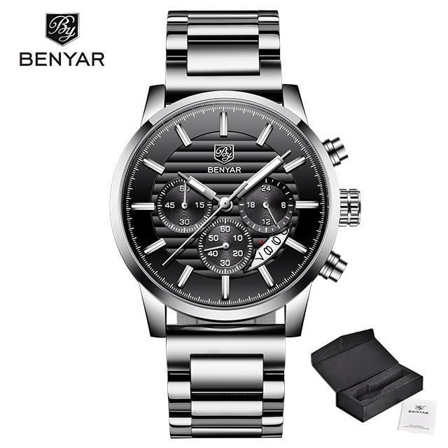 New Luxury Men Watches Chronograph Sports Watches Waterproof Casual Sport Leather Strap Quartz Men's Wrist Watch Stevvex