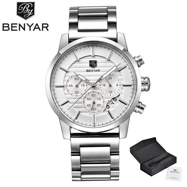New Luxury Men Watches Chronograph Sports Watches Waterproof Casual Sport Leather Strap Quartz Men's Wrist Watch Stevvex