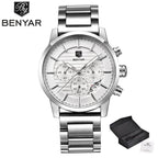 New Luxury Men Watches Chronograph Sports Watches Waterproof Casual Sport Leather Strap Quartz Men's Wrist Watch Stevvex