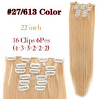 New Fashion 16 Clip In Hair Extension Long Straight Natural Black 6 Pcs/Set 16 Clips 22 Inch Synthetic Hair Piece Wigs For Black Women Cosplay Wigs For Women Stevvex