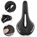 Breathable Silicone Cushion Seat PU Leather Surface Silica Filled Gel Comfortable Shockproof Bicycle Saddle Padded Professional Waterproof Road Bike Saddle For Men Stevvex