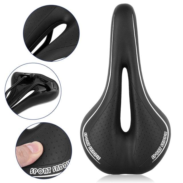 Breathable Silicone Cushion Seat PU Leather Surface Silica Filled Gel Comfortable Shockproof Bicycle Saddle Padded Professional Waterproof Road Bike Saddle For Men Stevvex