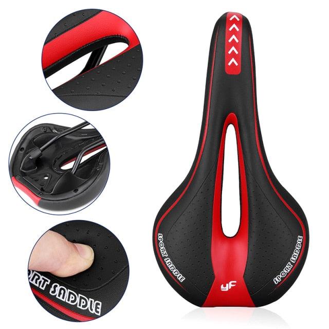 Breathable Silicone Cushion Seat PU Leather Surface Silica Filled Gel Comfortable Shockproof Bicycle Saddle Padded Professional Waterproof Road Bike Saddle For Men Stevvex