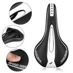 Breathable Silicone Cushion Seat PU Leather Surface Silica Filled Gel Comfortable Shockproof Bicycle Saddle Padded Professional Waterproof Road Bike Saddle For Men Stevvex