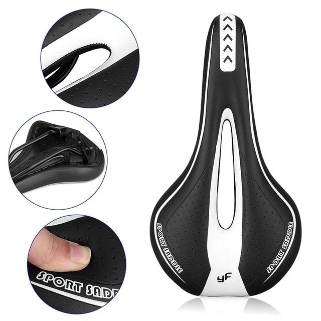 Breathable Silicone Cushion Seat PU Leather Surface Silica Filled Gel Comfortable Shockproof Bicycle Saddle Padded Professional Waterproof Road Bike Saddle For Men Stevvex