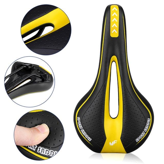 Breathable Silicone Cushion Seat PU Leather Surface Silica Filled Gel Comfortable Shockproof Bicycle Saddle Padded Professional Waterproof Road Bike Saddle For Men Stevvex