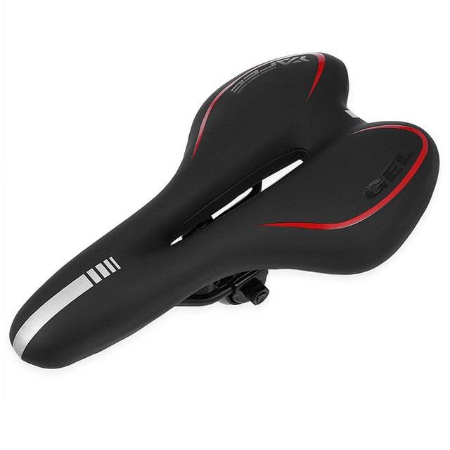 Breathable Silicone Cushion Seat PU Leather Surface Silica Filled Gel Comfortable Shockproof Bicycle Saddle Padded Professional Waterproof Road Bike Saddle For Men Stevvex