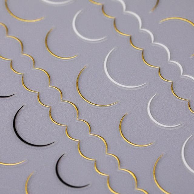 Nail Strip Stickers Black Gold Rose Gold Silver Metal Strip Tape Nail Art Adhesive Foil Tips Nail Sticker Decals Metallic Curve Strip Line Nail Decal Self-Adhesive 3D Wave Design Decoration for Women Girls Tape Nail Art Stickers Decal Decoration Stevvex