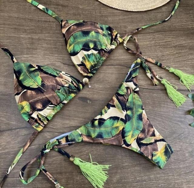 Women Push-up Bikini Swimwear Adjustable Swimsuit Bathing Suit Beachwear Women's Tie Bikini Lace Up Bottom String Swimsuit Bandage Swim Beach Wear Summer Comfortable Bikini Set Stevvex