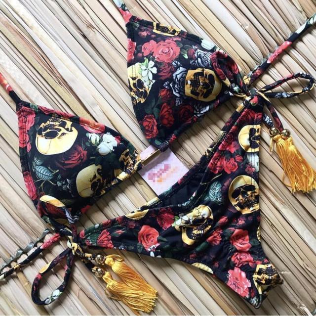 Women Push-up Bikini Swimwear Adjustable Swimsuit Bathing Suit Beachwear Women's Tie Bikini Lace Up Bottom String Swimsuit Bandage Swim Beach Wear Summer Comfortable Bikini Set Stevvex