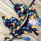 Women Push-up Bikini Swimwear Adjustable Swimsuit Bathing Suit Beachwear Women's Tie Bikini Lace Up Bottom String Swimsuit Bandage Swim Beach Wear Summer Comfortable Bikini Set Stevvex