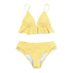Modern Yellow Mid-waist Women Bikinis Set Swimwear Women's Bathing Suits Ruffles Bikini Sets Low Rise Two Piece Swimsuit Women Swimsuits Bathing Suit Women Yellow Ruffled Beachwear Bikini